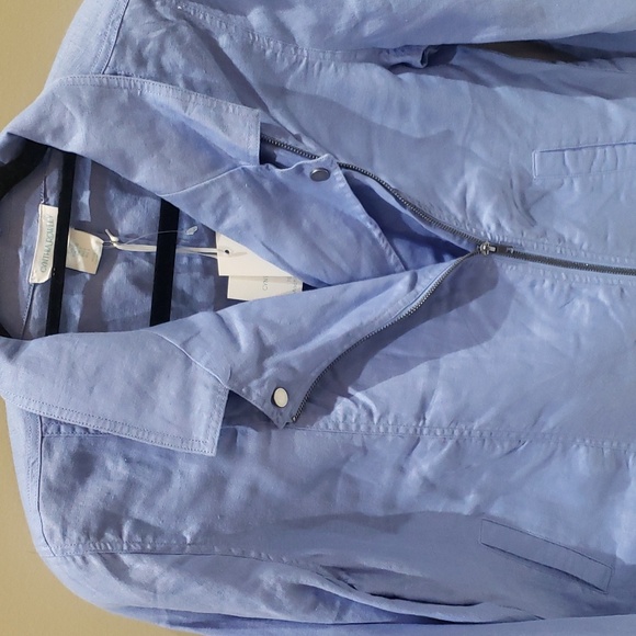 Nwt large Cynthia Rowley linnen jacket blue with silver zipper - Picture 3 of 8